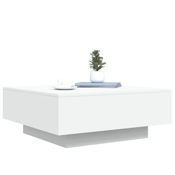The Living Store sofabord med LED-lys 80x80x31 cm hvid - Sofaborde