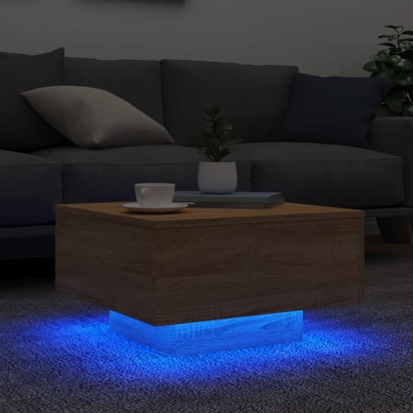 The Living Store Soffbord med LED sonoma-ek 55x55x31 cm -  Soffbord