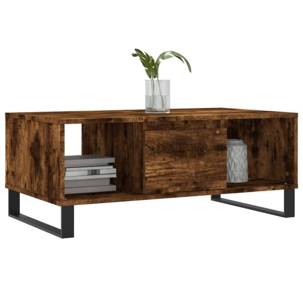 The Living Store Soffbord rökfärgad ek 90x50x36,5 cm konstruerat trä -  Soffbord