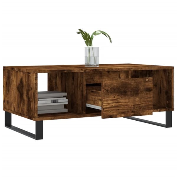 The Living Store Soffbord rökfärgad ek 90x50x36,5 cm konstruerat trä -  Soffbord