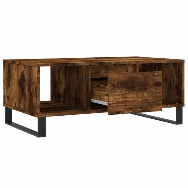 The Living Store Soffbord rökfärgad ek 90x50x36,5 cm konstruerat trä -  Soffbord