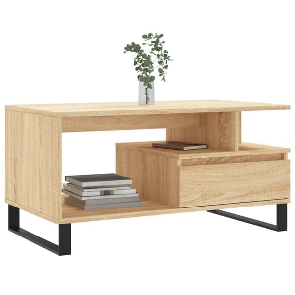 The Living Store sofabord 90x49x45 cm konstrueret træ sonoma-eg -  Sofaborde