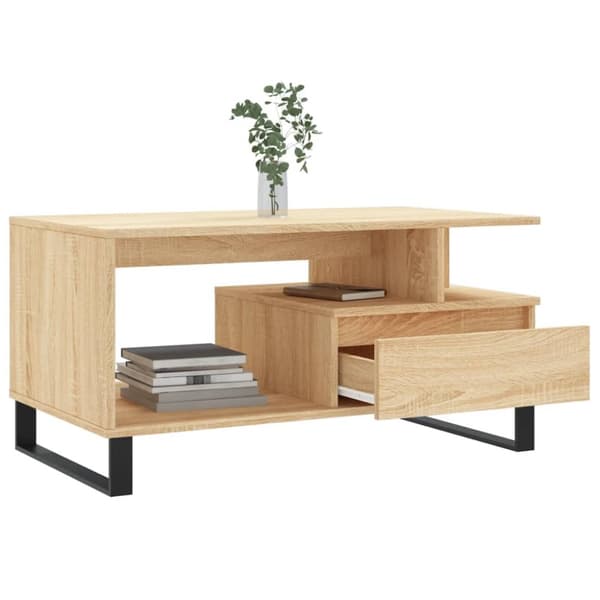 The Living Store sofabord 90x49x45 cm konstrueret træ sonoma-eg -  Sofaborde