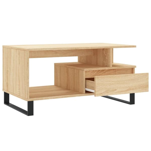 The Living Store sofabord 90x49x45 cm konstrueret træ sonoma-eg -  Sofaborde