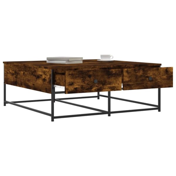 The Living Store sofabord 100x99x40 cm konstrueret træ røget egetræsfarve -  Sofaborde