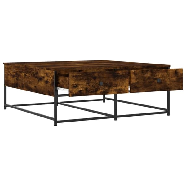 The Living Store sofabord 100x99x40 cm konstrueret træ røget egetræsfarve -  Sofaborde