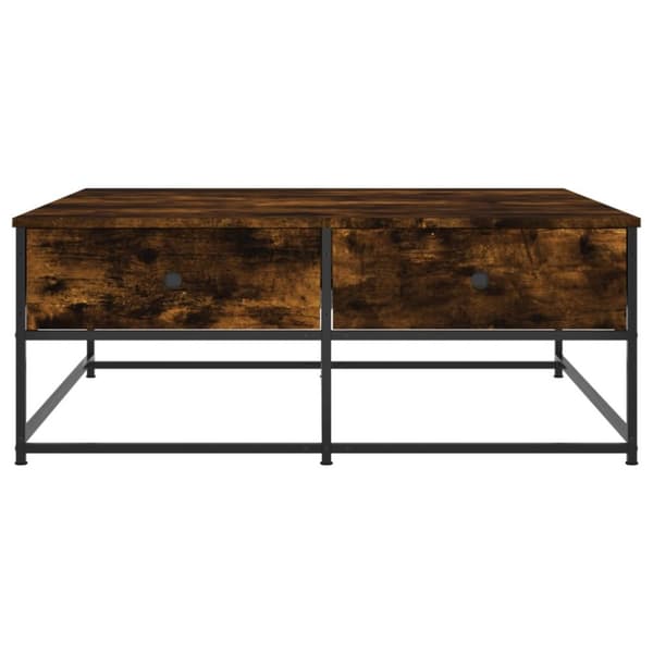 The Living Store sofabord 100x99x40 cm konstrueret træ røget egetræsfarve -  Sofaborde