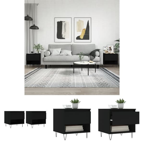 The Living Store Soffbord 2 st svart 50x46x50 cm konstruerat trä -  Soffbord