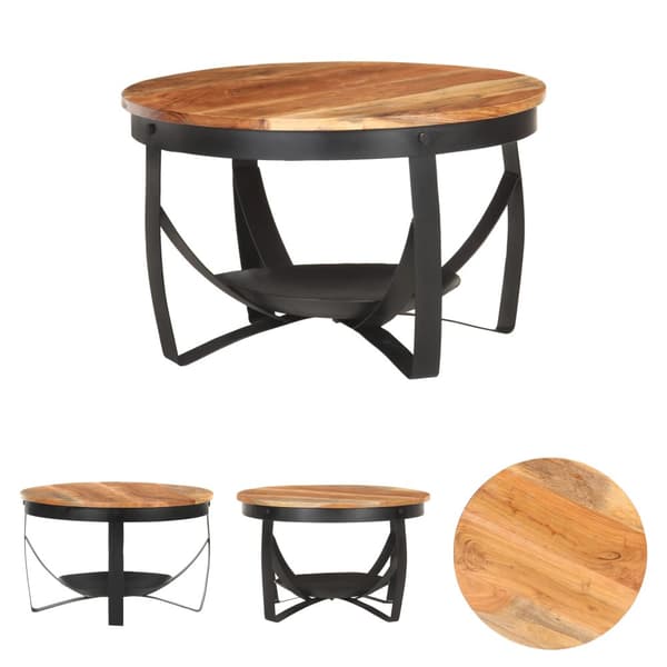The Living Store sofabord Ø68x43 cm massivt akacietræ - Sofaborde