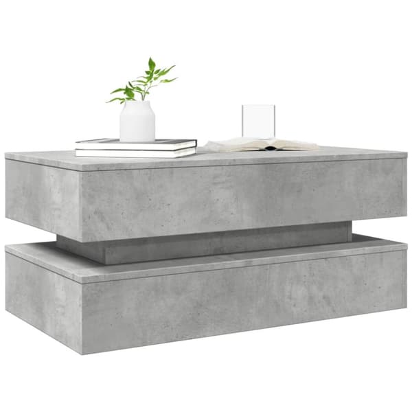 The Living Store Soffbord med LED betonggrå 90x50x40 cm -  Soffbord