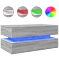 Miniatyrbillede 3 af 11: The Living Store sofabord med LED-lys 90x50x40 cm grå sonoma-eg -  Sofaborde