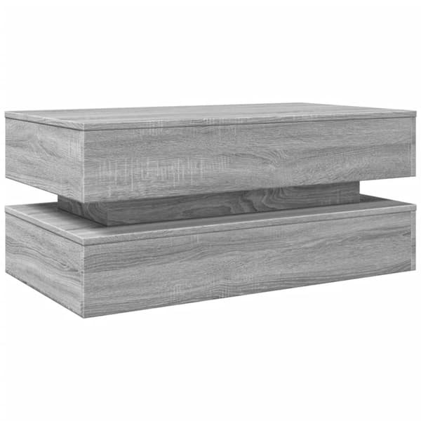 The Living Store sofabord med LED-lys 90x50x40 cm grå sonoma-eg - Sofaborde
