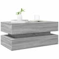 Miniatyrbillede 7 af 11: The Living Store sofabord med LED-lys 90x50x40 cm grå sonoma-eg -  Sofaborde