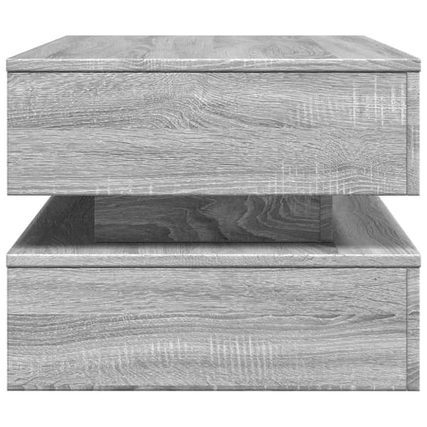 The Living Store sofabord med LED-lys 90x50x40 cm grå sonoma-eg -  Sofaborde