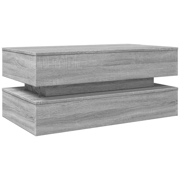 The Living Store sofabord med LED-lys 90x50x40 cm grå sonoma-eg -  Sofaborde