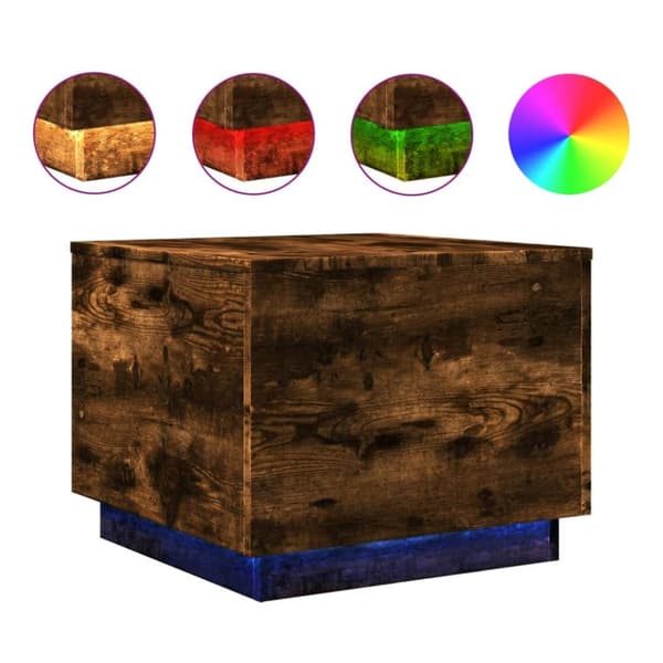 The Living Store sofabord med metalben 50x50x40 cm røget egetræsfarve -  Sofaborde