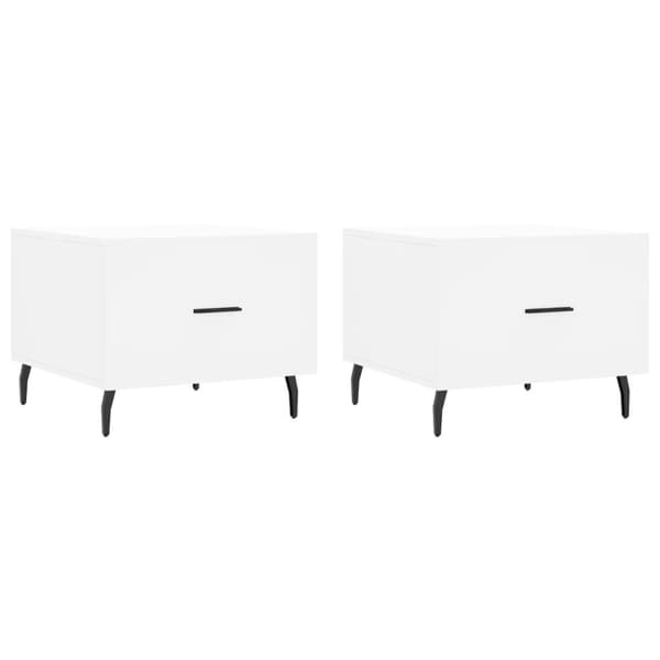 The Living Store sofaborde 2 stk. 50x50x40 cm konstrueret træ hvid - Sofaborde