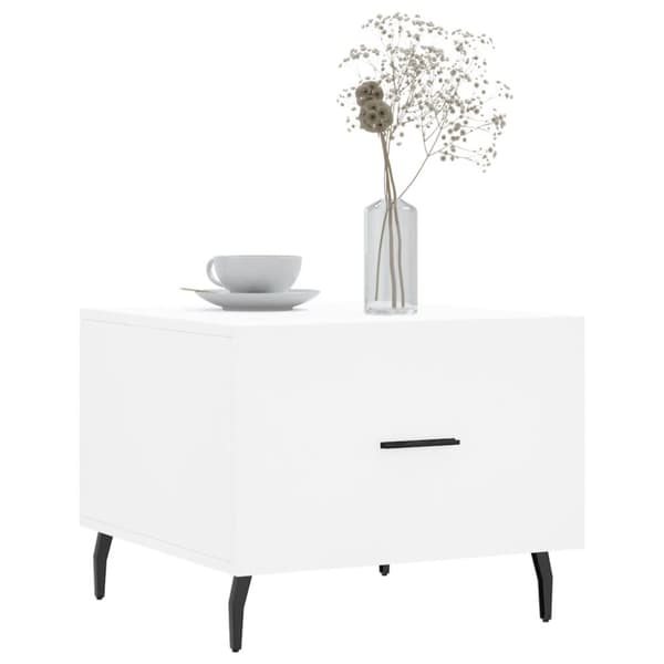The Living Store sofaborde 2 stk. 50x50x40 cm konstrueret træ hvid - Sofaborde