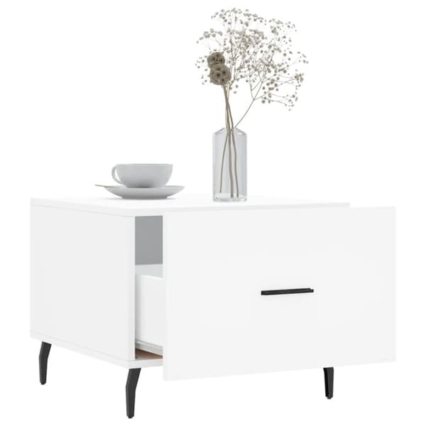 The Living Store sofaborde 2 stk. 50x50x40 cm konstrueret træ hvid - Sofaborde