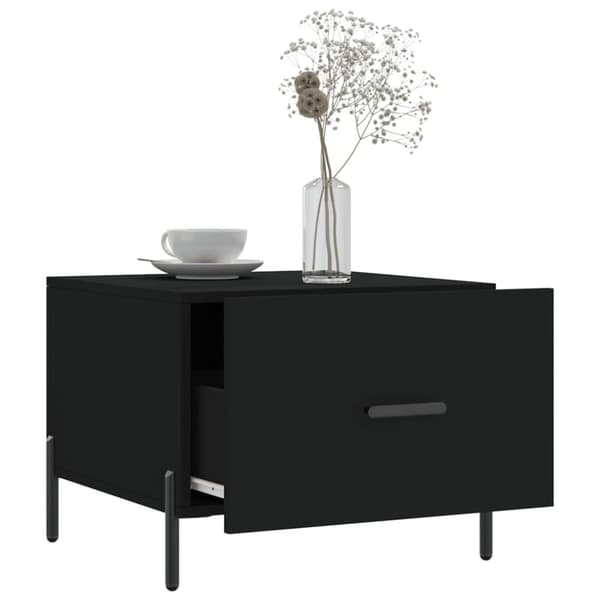The Living Store sofaborde 2 stk. 50x50x40 cm konstrueret træ sort - Sofaborde
