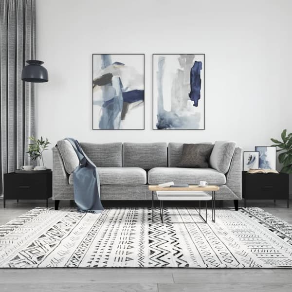 The Living Store sofaborde 2 stk. 50x50x40 cm konstrueret træ sort - Sofaborde