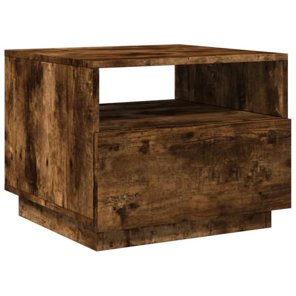 The Living Store Soffbord med LED rökfärgad ek 50x49x40 cm - Soffbord