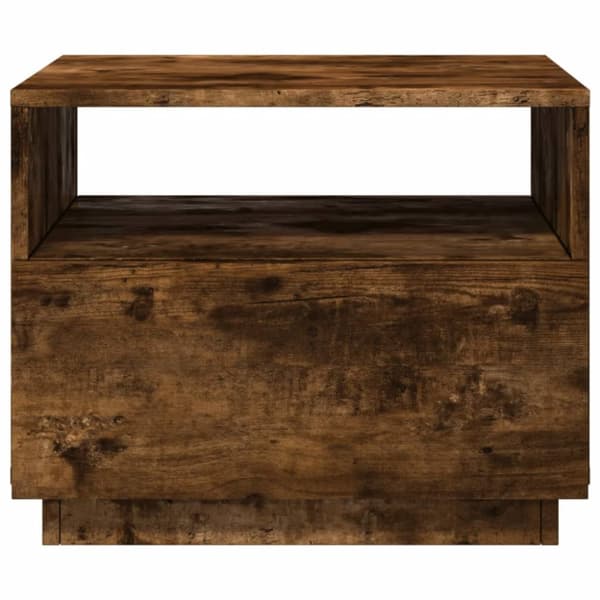 The Living Store Soffbord med LED rökfärgad ek 50x49x40 cm - Soffbord
