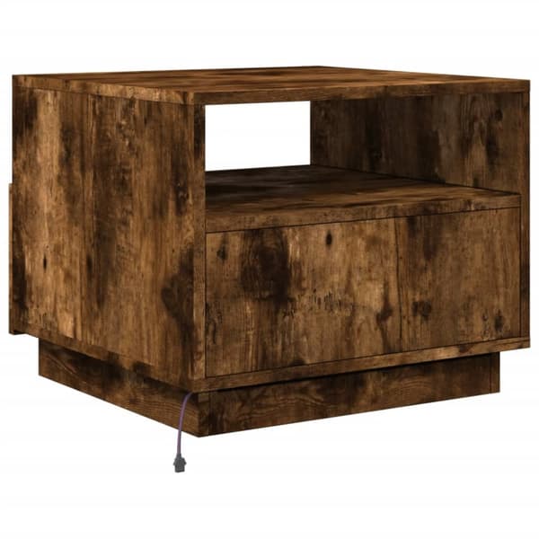 The Living Store Soffbord med LED rökfärgad ek 50x49x40 cm -  Soffbord