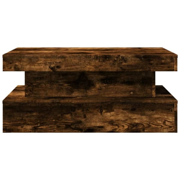 The Living Store Soffbord med LED rökfärgad ek 90x50x40 cm - Soffbord