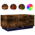 Miniatyrbild 3 av 11: The Living Store Soffbord med LED rökfärgad ek 90x50x40 cm -  Soffbord