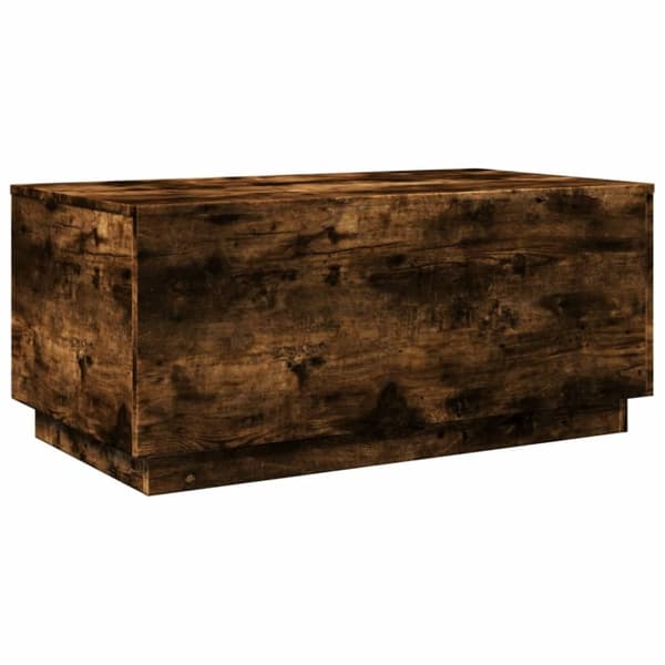 The Living Store Soffbord med LED rökfärgad ek 90x50x40 cm - Soffbord
