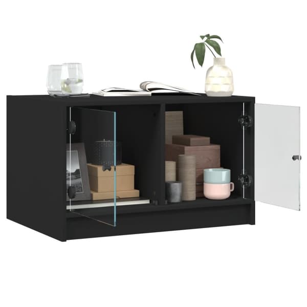 The Living Store Sohvapöytä lasiovilla musta 68x50x42 cm -  Kahvipöydät