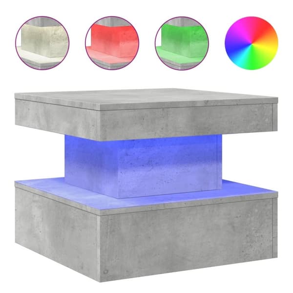 The Living Store Soffbord med LED betonggrå 50x50x40 cm -  Soffbord