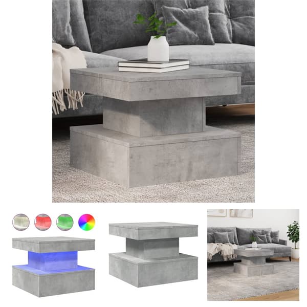 The Living Store Soffbord med LED betonggrå 50x50x40 cm - Soffbord