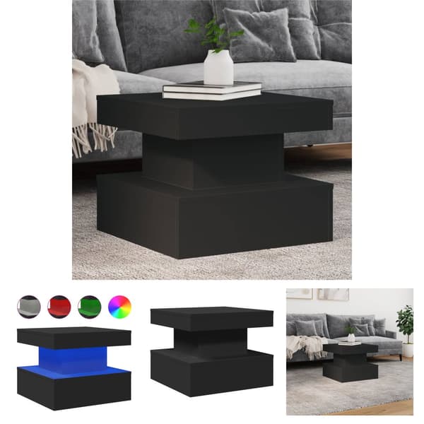 The Living Store Sohvapöytä LED-valoilla musta 50x50x40 cm -  Kahvipöydät