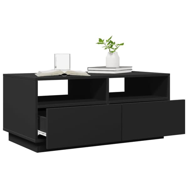 The Living Store Sohvapöytä LED-valoilla musta 90x49x40 cm - Kahvipöydät