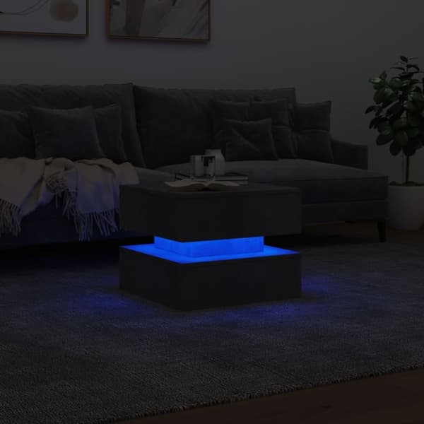 The Living Store Soffbord med LED betonggrå 50x50x40 cm -  Soffbord