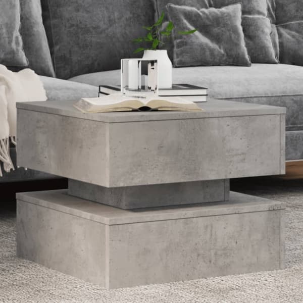 The Living Store Soffbord med LED betonggrå 50x50x40 cm -  Soffbord