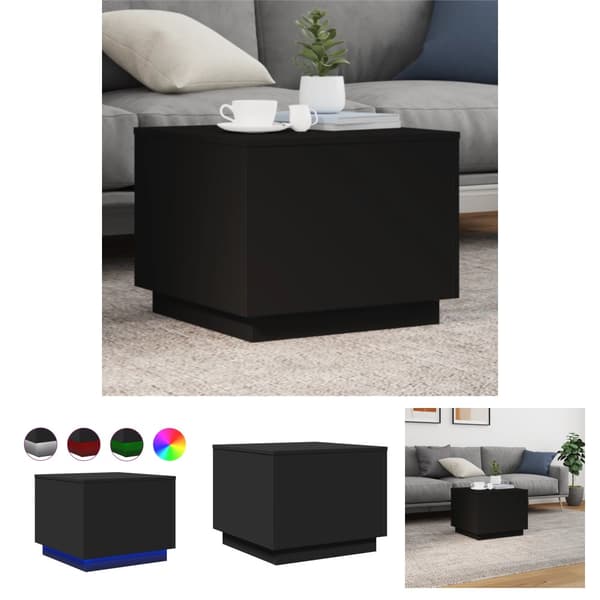 The Living Store Sohvapöytä LED-valoilla musta 50x50x40 cm -  Kahvipöydät