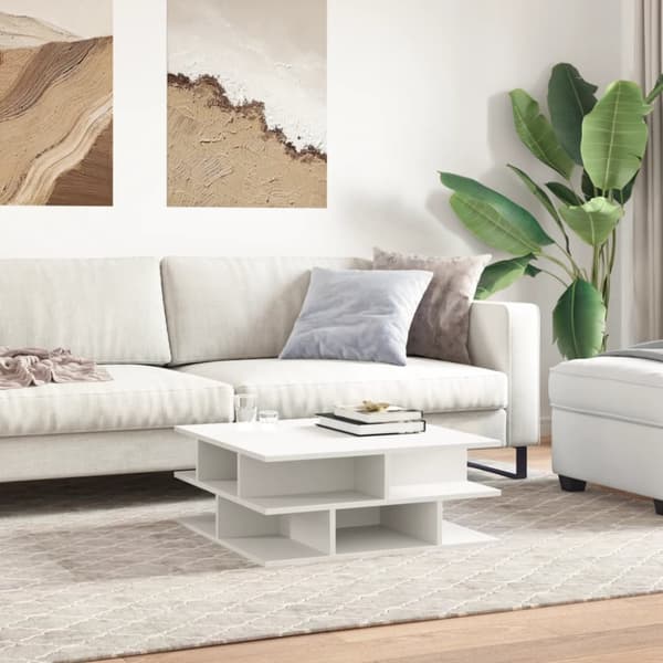 The Living Store sofabord 70x70x29 cm spånplade hvid -  Sofaborde