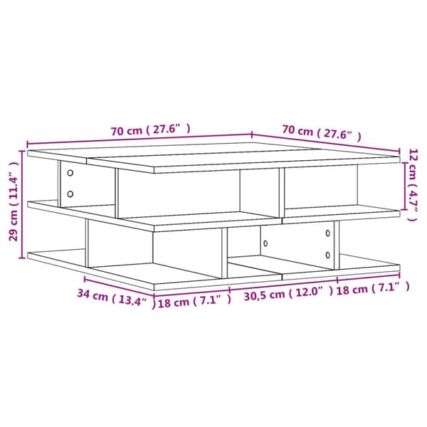 The Living Store sofabord 70x70x29 cm spånplade hvid -  Sofaborde