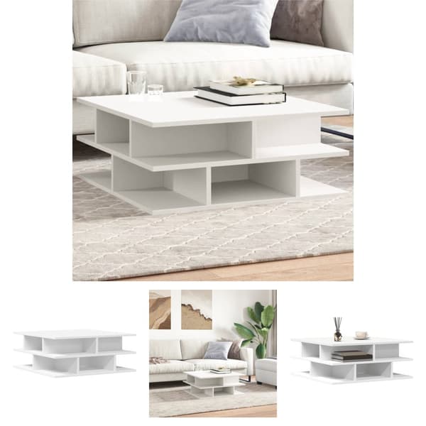 The Living Store sofabord 70x70x29 cm spånplade hvid -  Sofaborde