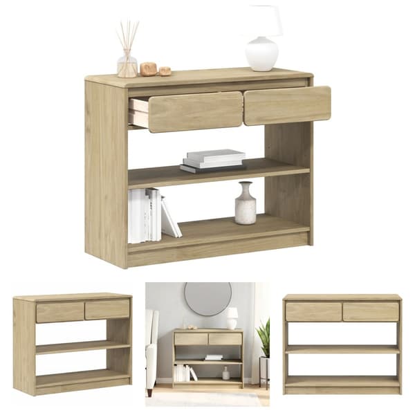 The Living Store konsolbord SAUDA 89,5x36,5x73 cm massivt fyrretræ eg -  Konsolbord