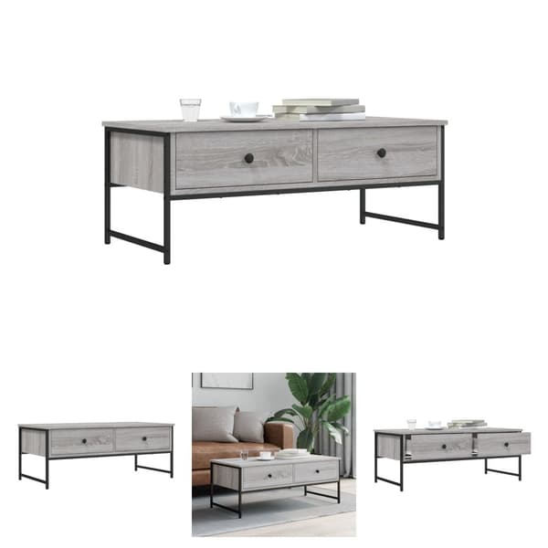 The Living Store sofabord 101x49x39,5 cm konstrueret træ grå sonoma-eg - Sofaborde