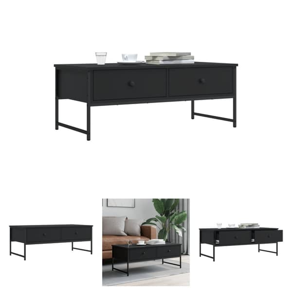 The Living Store sofabord 101x49x39,5 cm konstrueret træ sort -  Sofaborde