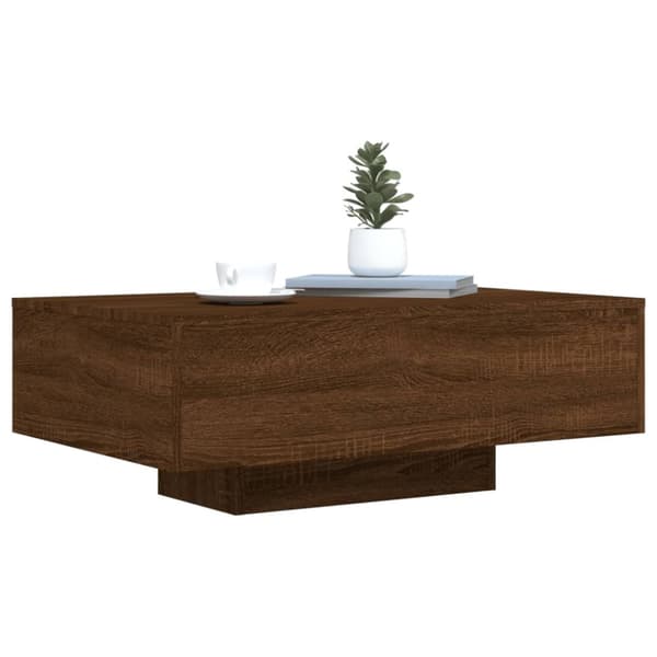 The Living Store Sohvapöytä LED-valoilla ruskea tammi 85x55x31 cm - Kahvipöydät