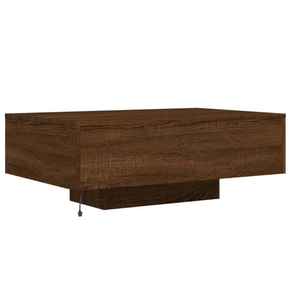 The Living Store Sohvapöytä LED-valoilla ruskea tammi 85x55x31 cm - Kahvipöydät