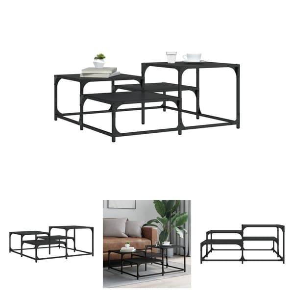 The Living Store sofabord 87,5x87,5x40 cm konstrueret træ sort -  Sofaborde