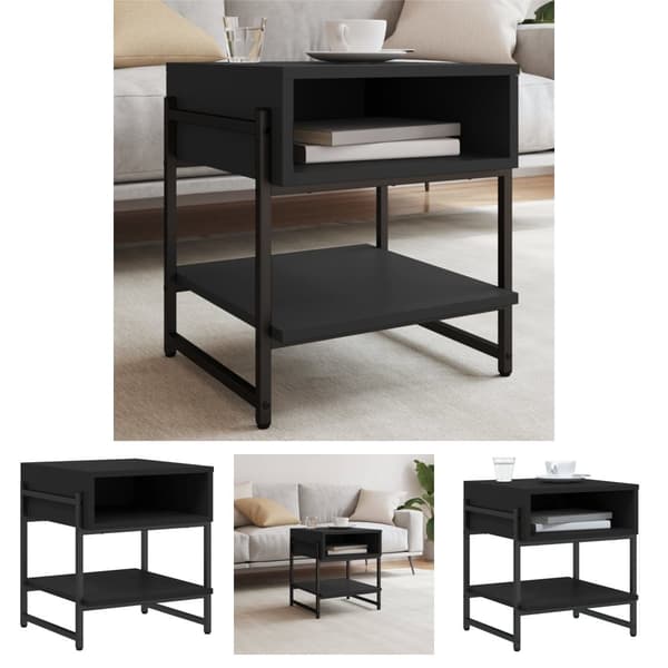 The Living Store sofabord 40x40x45 cm konstrueret træ sort -  Sofaborde