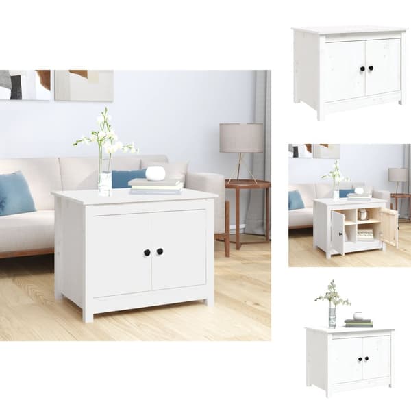 Sofaborde - Living sofabord 71x49x55 cm massivt fyrretræ hvid
